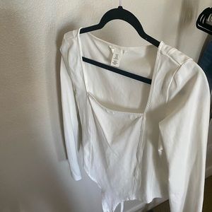 White square neck body suit (never used)